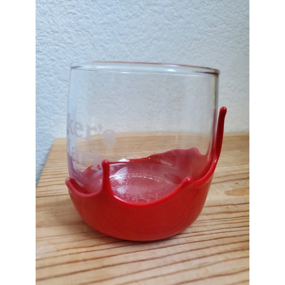 Makers Mark Mug Cup Glass Melted Red Drip Wax Whisky Bourbon 12 Oz Brewery EUC